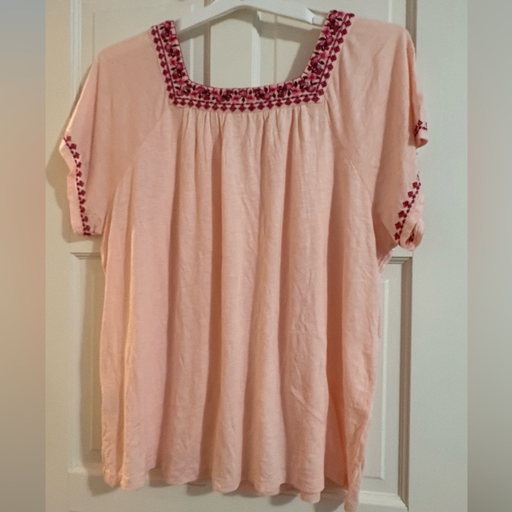 Style & Co. Womenโs Plus Light Pink Top with Embroidery Sz 3X